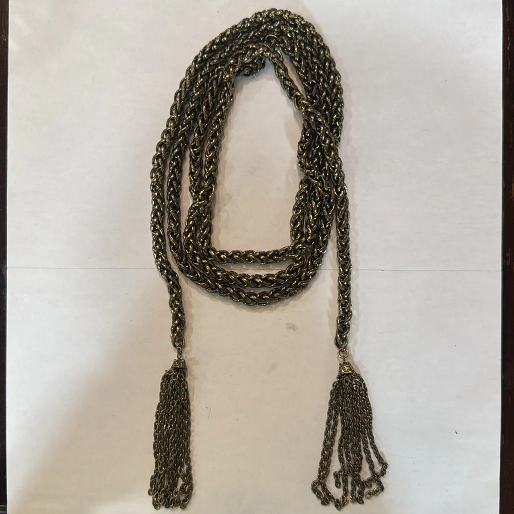 BRASS‎ VINTAGE CHAIN BELT NECKLACE JEWELRY ACCESSORIES TASSLES